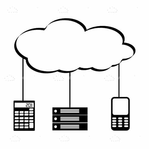 Abstract Cloud with Tech and Communication Devices